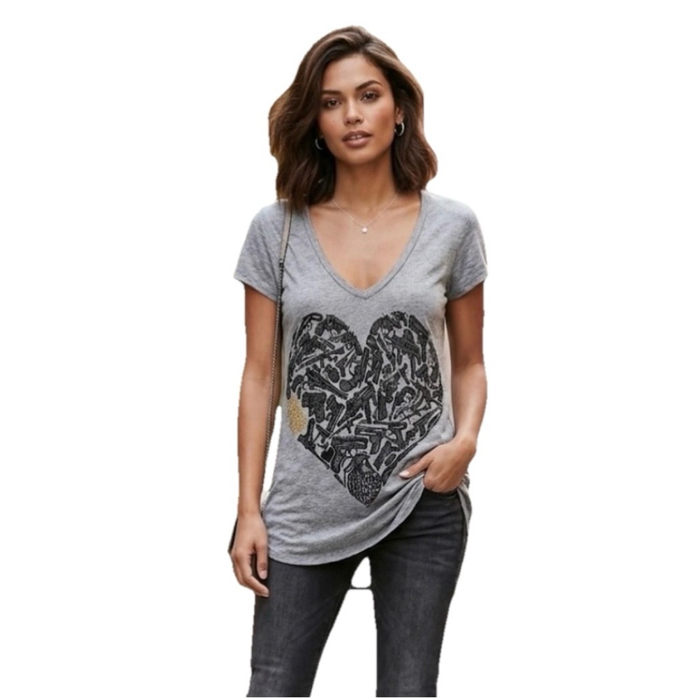 Lauren Moshi Gun Heart Women’s Grey Scoop Neck Mini Dress Size XS